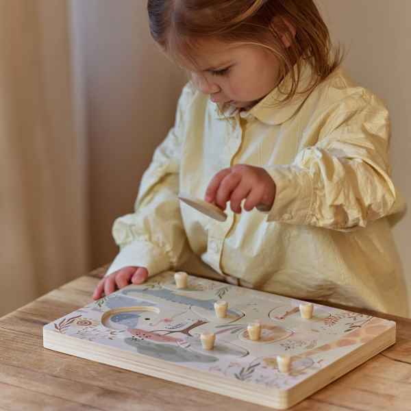 Little Dutch Vkládací puzzle se zvukem Safari friends