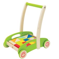Hape Dřevěný vozík s kostičkami Chodítko